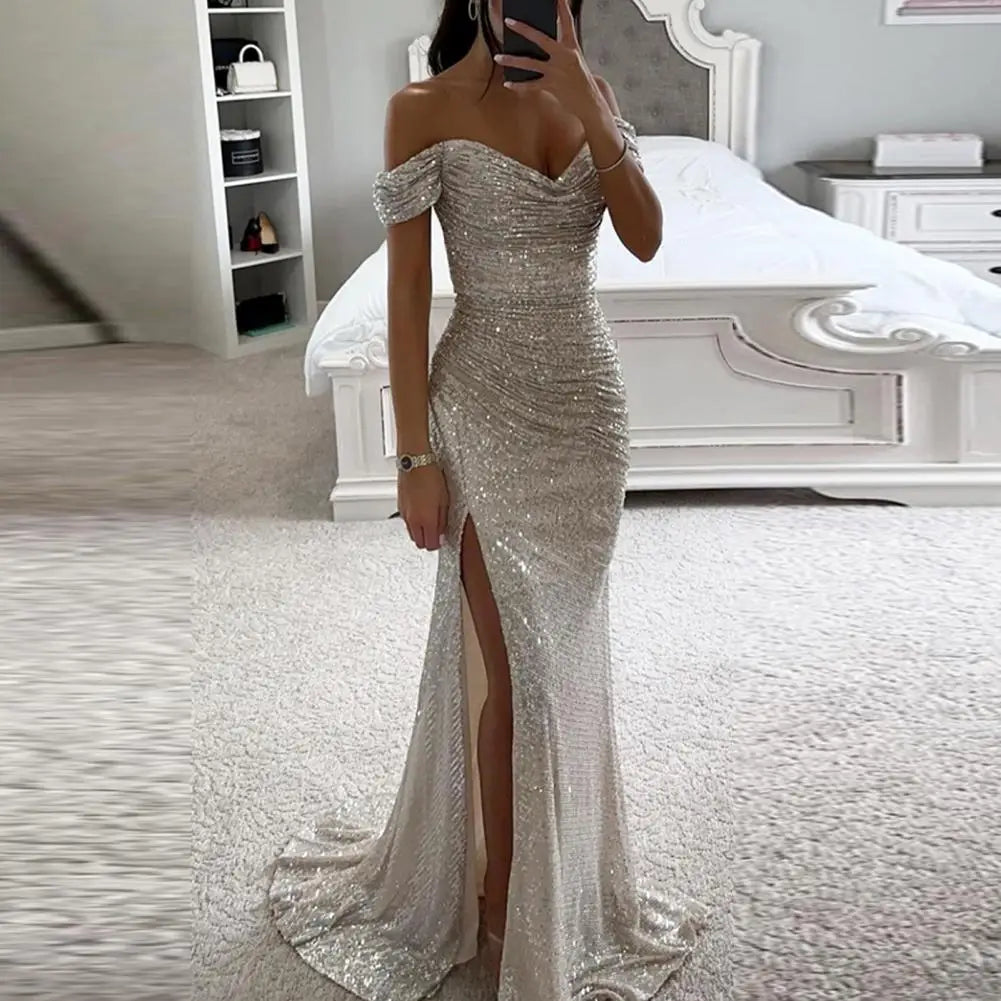 Elegant V-Neck Evening Dress