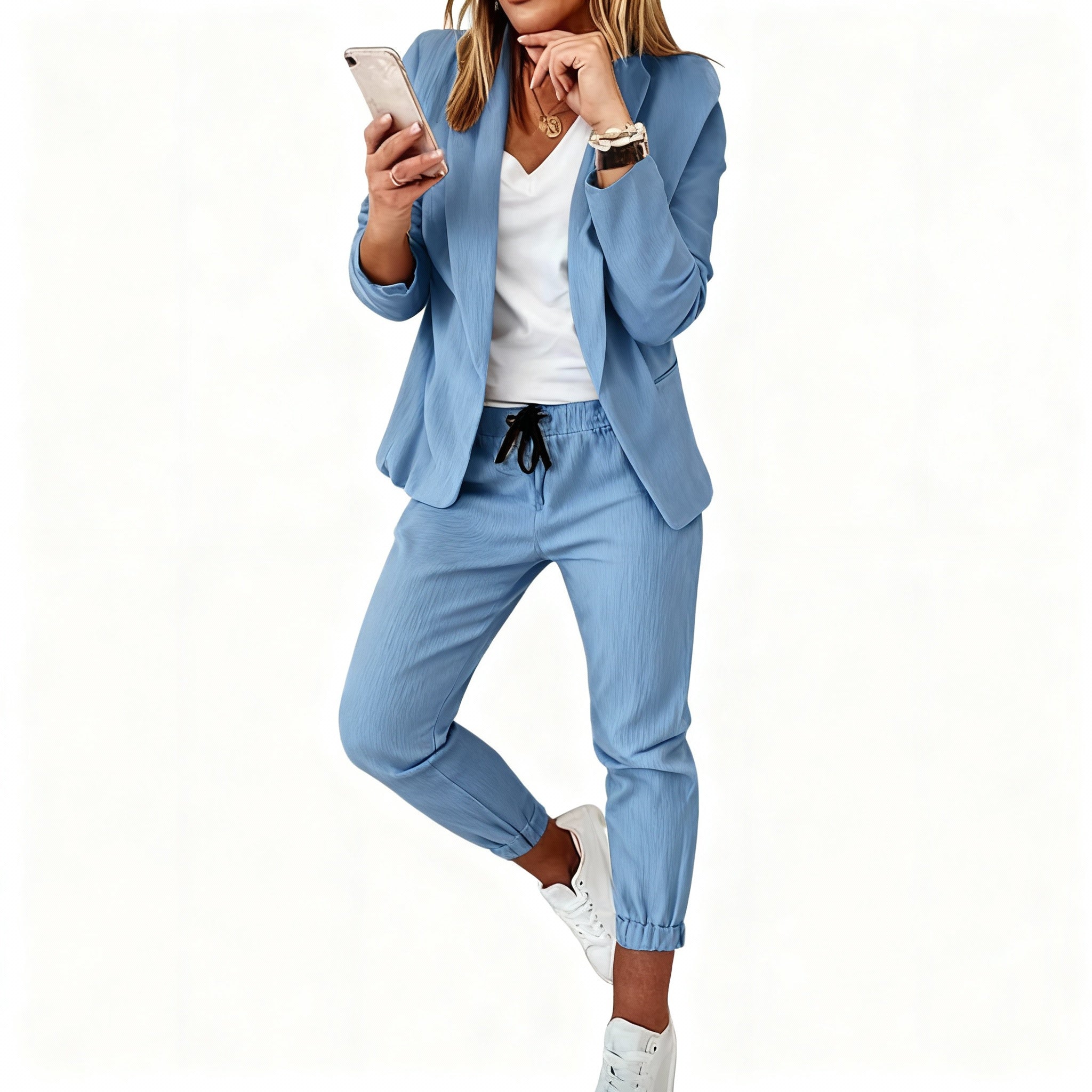 Chic Women's Blazer and Jogger Set – Coordinating Blazer and Trousers