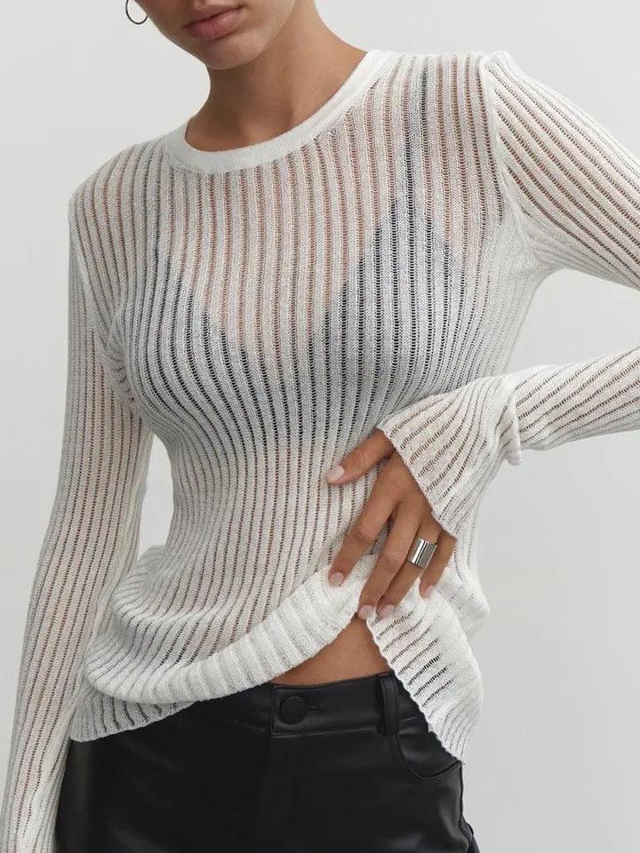 Elegant Striped Sheer Top