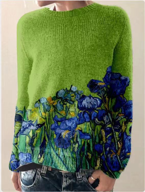 Lora Women's Knitted Sweater with 3D Floral Print