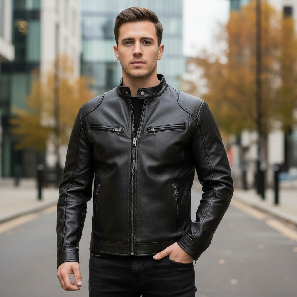 Men's Eco-Friendly Vegan Leather Casual Biker Jacket