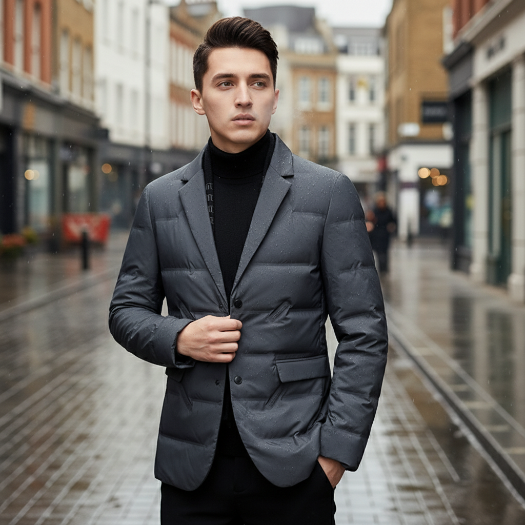 Men's Waterproof Padded Blazer Jacket with Tailored Fit