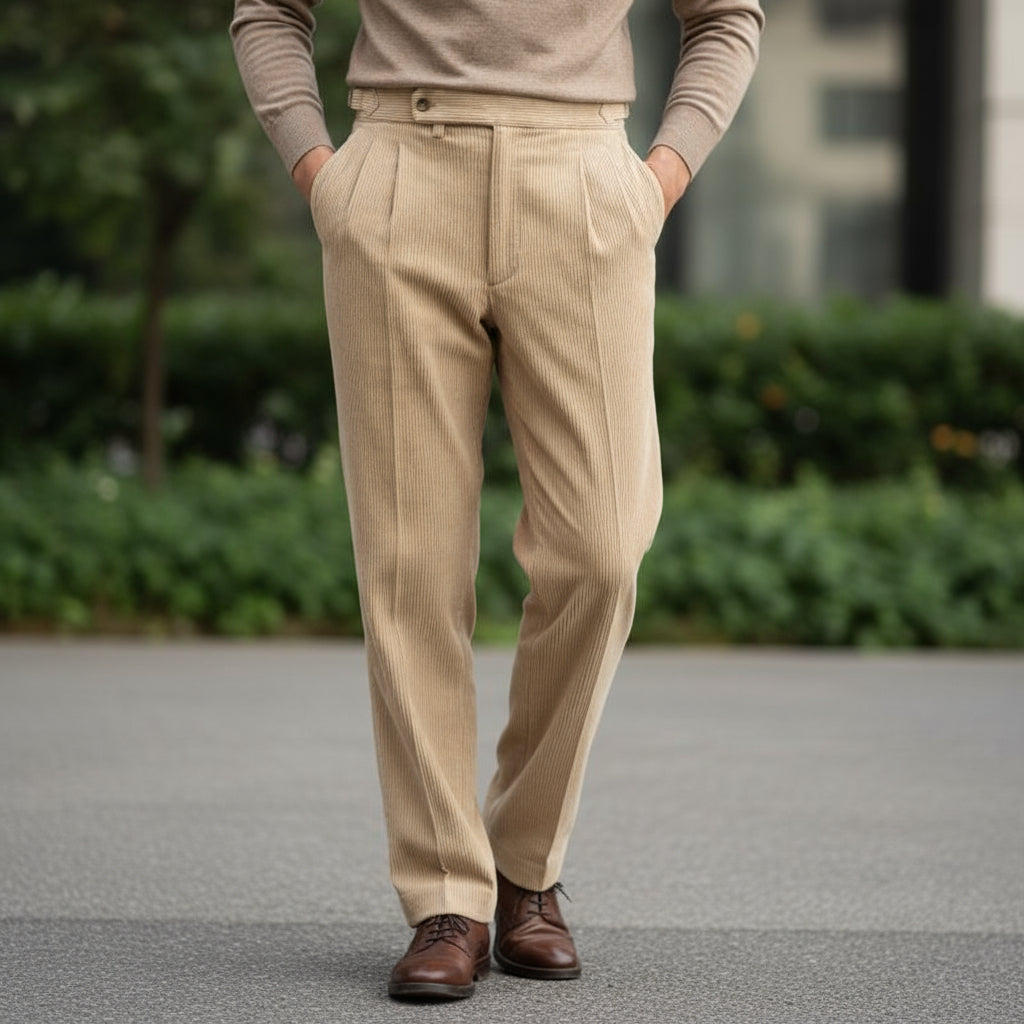 Classic Fit Vintage Corduroy Trousers for Men