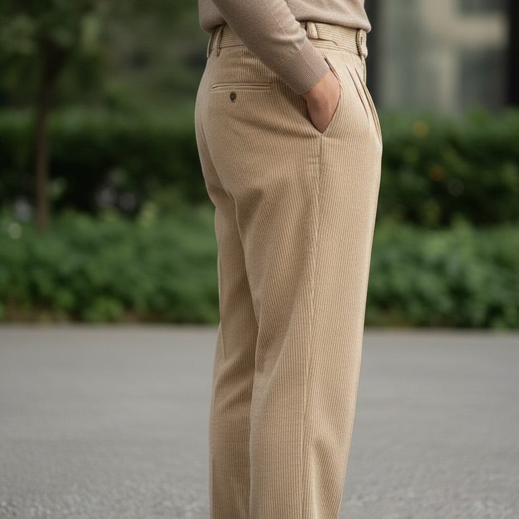 Classic Fit Vintage Corduroy Trousers for Men