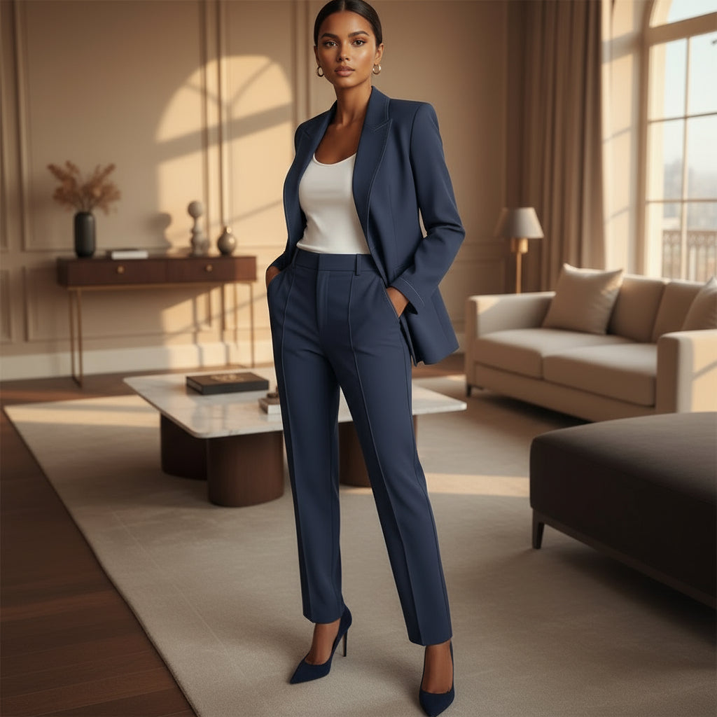 Chic Women's Tailored Blazer and Trouser Set | Elegant Style