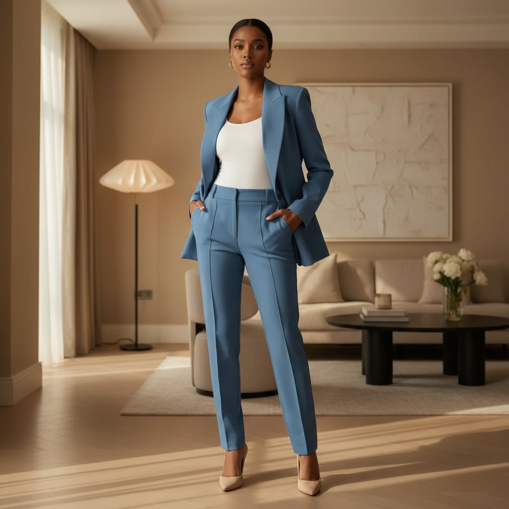 Chic Women's Tailored Blazer and Trouser Set | Elegant Style