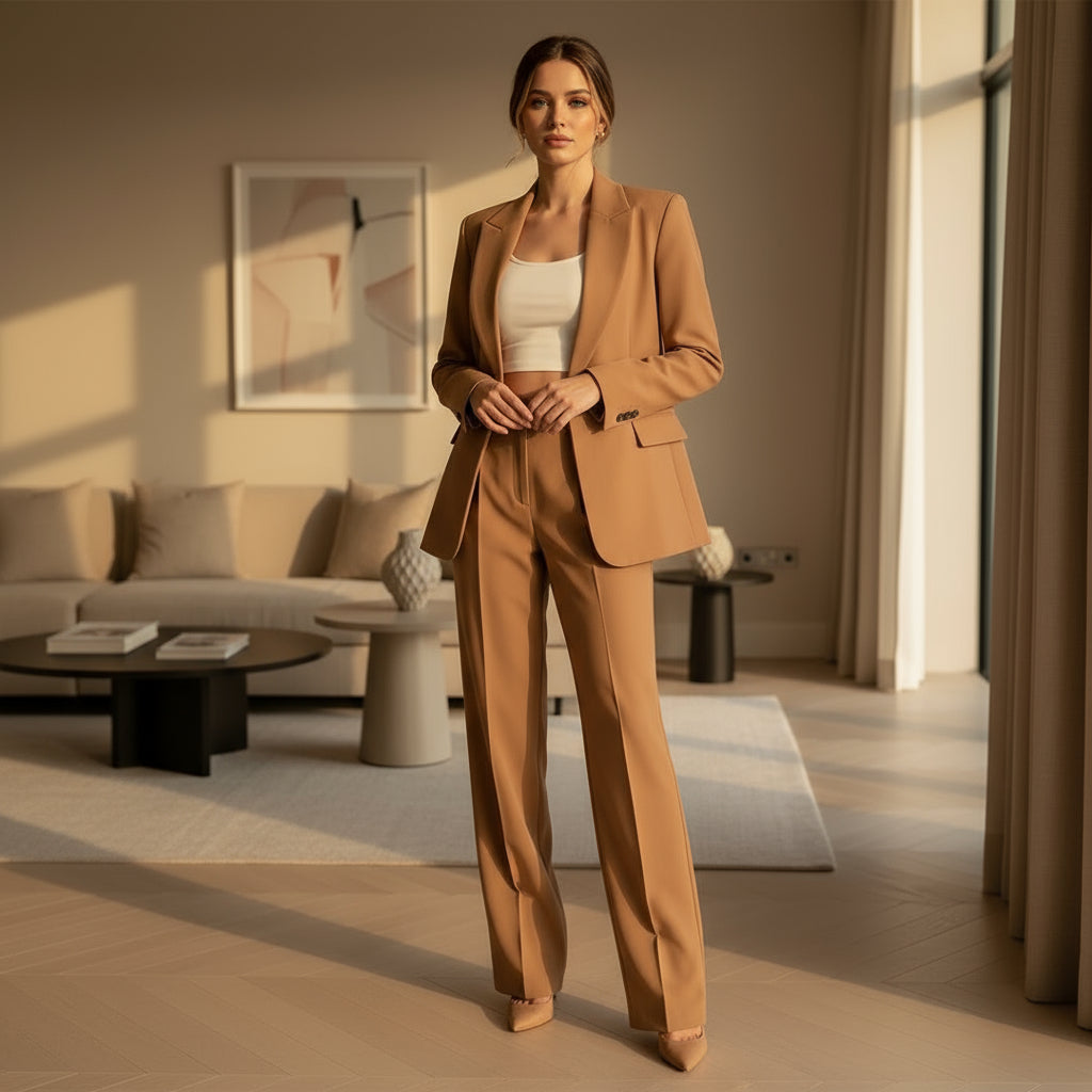 Chic Women's Tailored Blazer and Trouser Set | Elegant Style