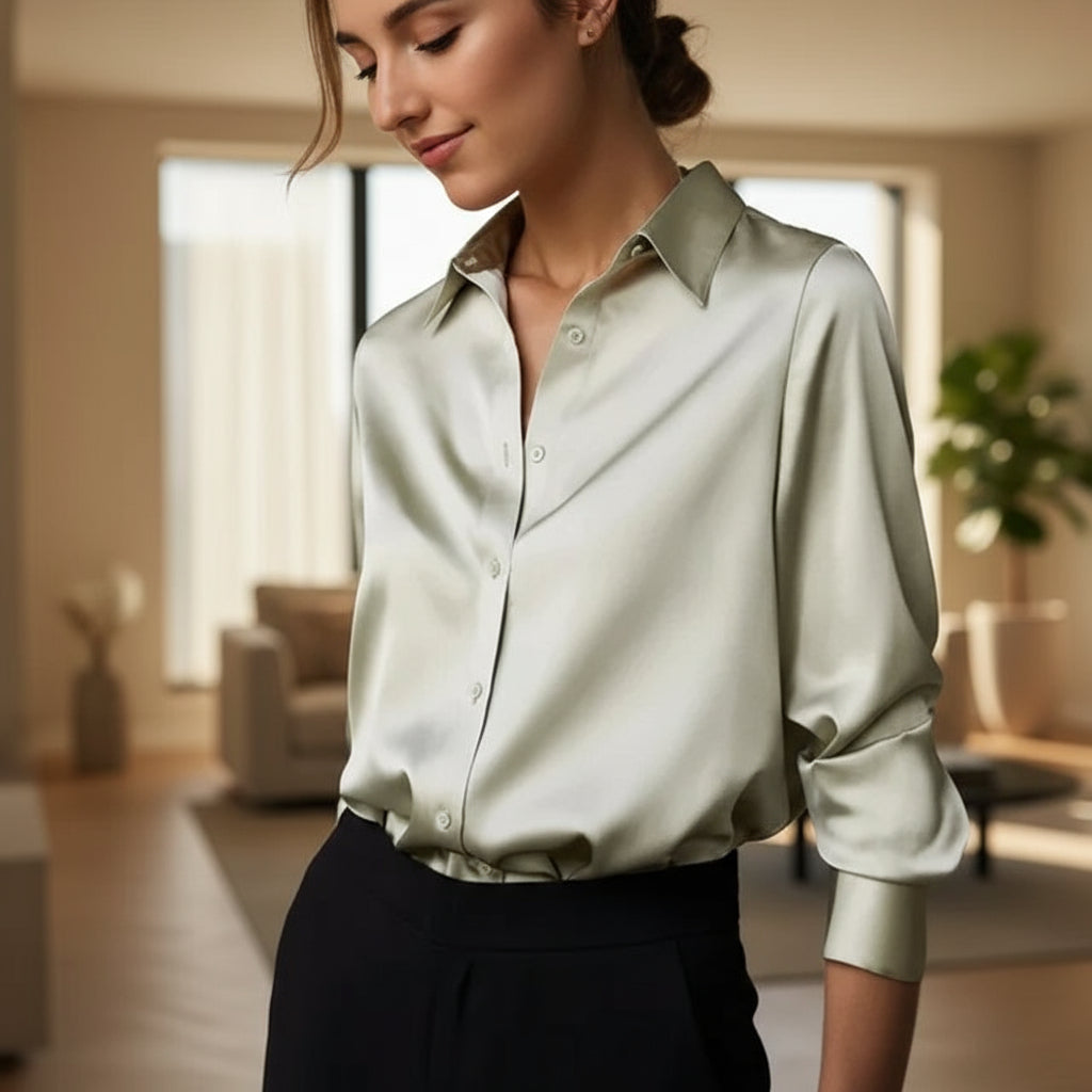 Elegant Satin Blouse for Women | Relaxed Fit Style