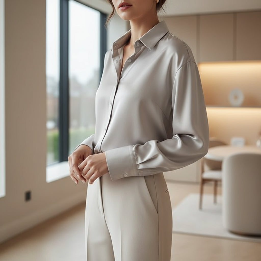 Elegant Satin Blouse for Women | Relaxed Fit Style