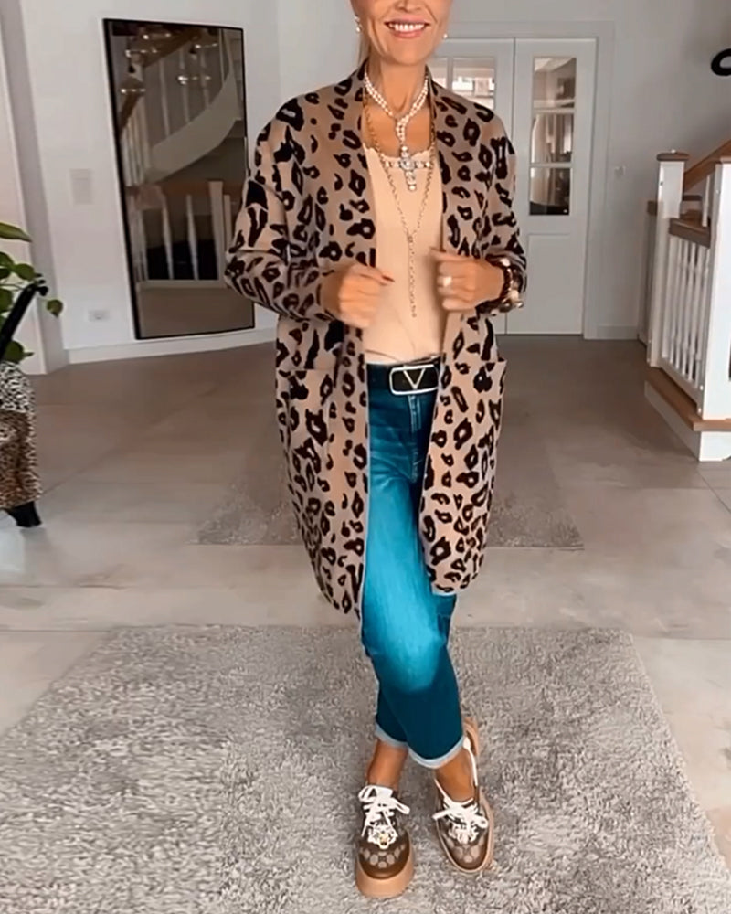 Animal Print Cardigan in Leopard Design